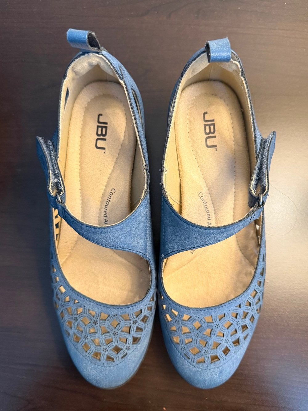 JBU by Jambu Blue Mary Jane Comfort Shoes Laser Cut Low Heel Women's 8